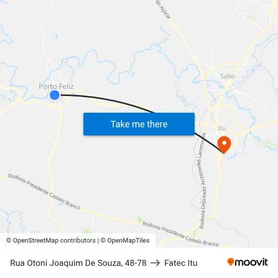 Rua Otoni Joaquim De Souza, 48-78 to Fatec Itu map
