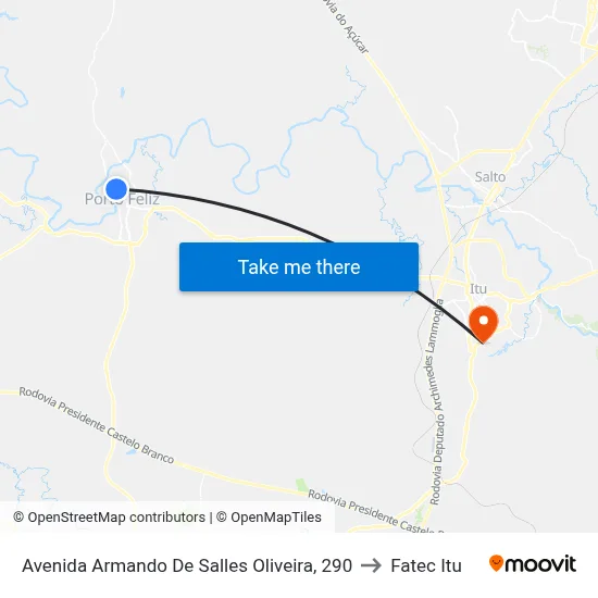 Avenida Armando De Salles Oliveira, 290 to Fatec Itu map