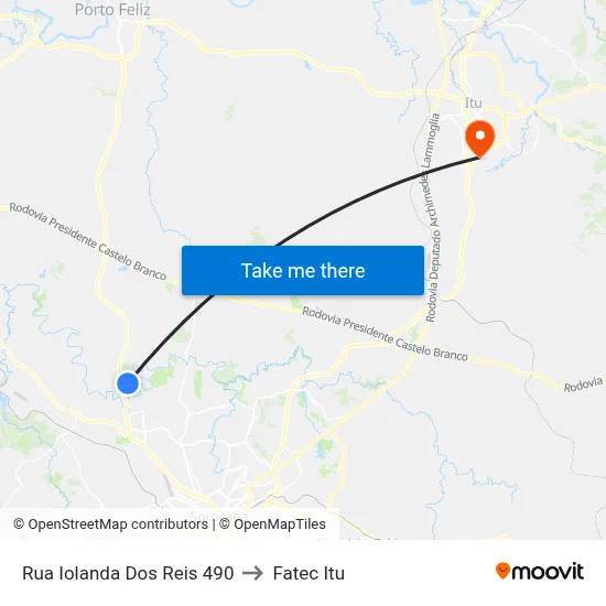 Rua Iolanda Dos Reis 490 to Fatec Itu map