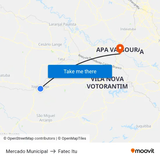 Mercado Municipal to Fatec Itu map
