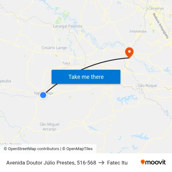 Avenida Doutor Júlio Prestes, 516-568 to Fatec Itu map