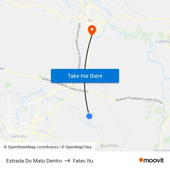 Estrada Do Mato Dentro to Fatec Itu map