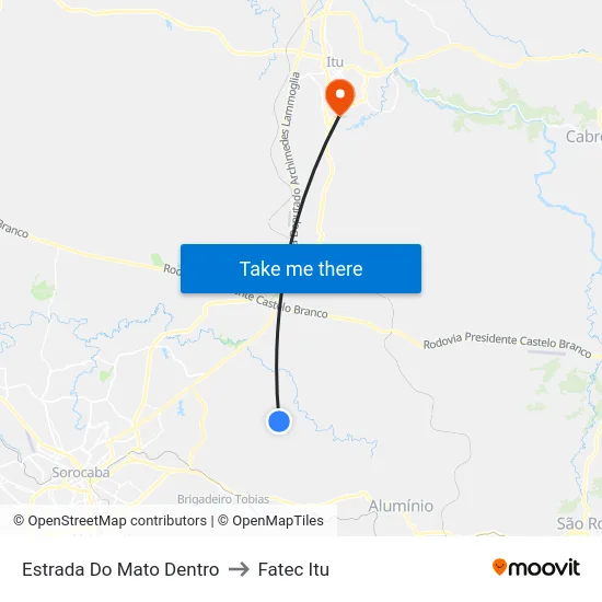 Estrada Do Mato Dentro to Fatec Itu map