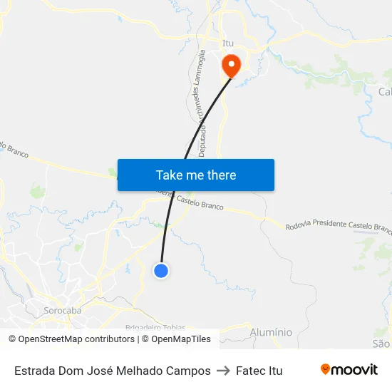 Estrada Dom José Melhado Campos to Fatec Itu map