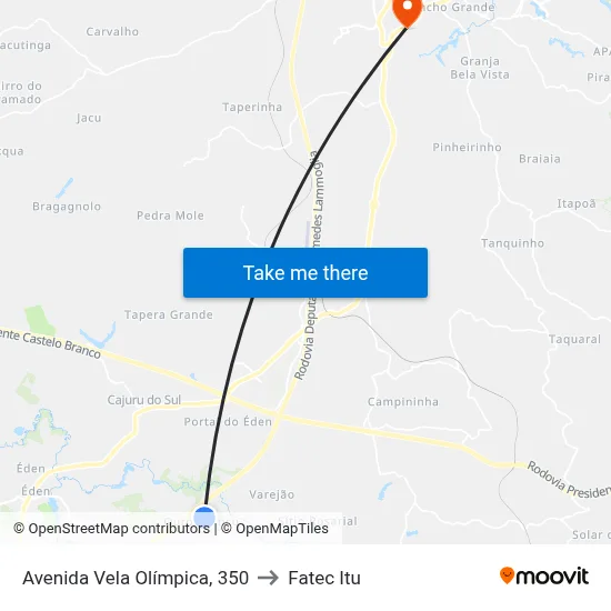 Avenida Vela Olímpica, 350 to Fatec Itu map