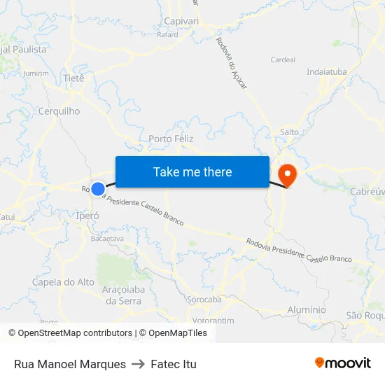 Rua Manoel Marques to Fatec Itu map