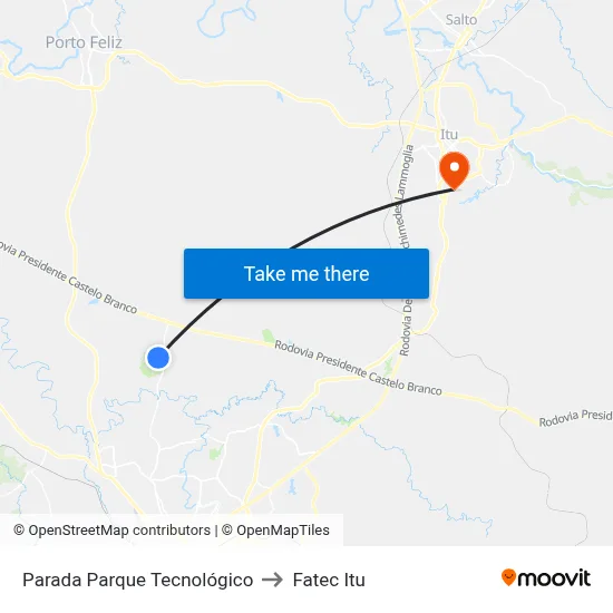 Parada Parque Tecnológico to Fatec Itu map