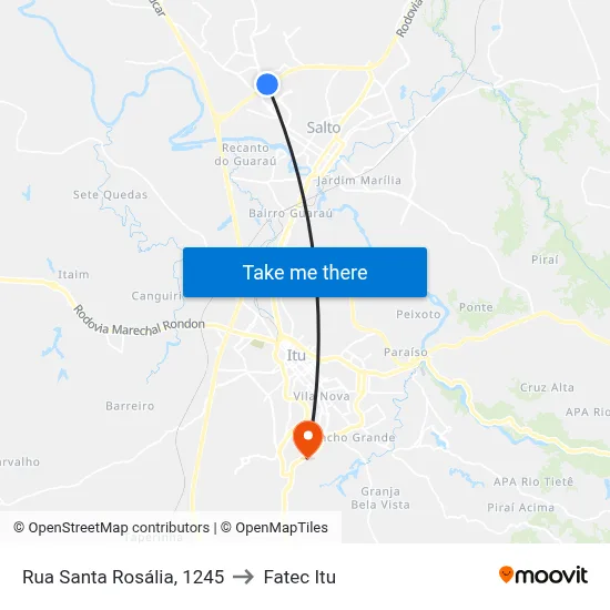 Rua Santa Rosália, 1245 to Fatec Itu map