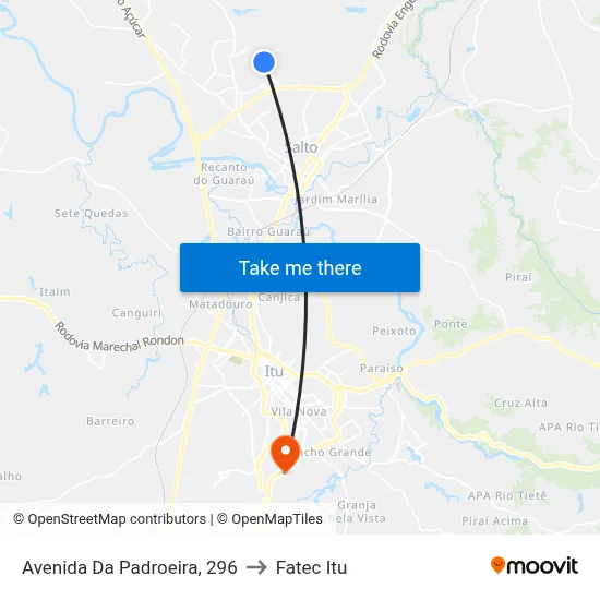 Avenida Da Padroeira, 296 to Fatec Itu map
