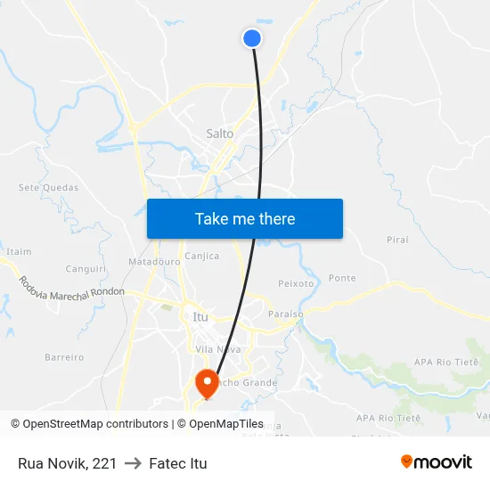 Rua Novik, 221 to Fatec Itu map