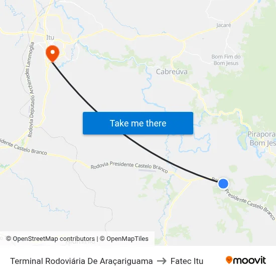 Terminal Rodoviária De Araçariguama to Fatec Itu map