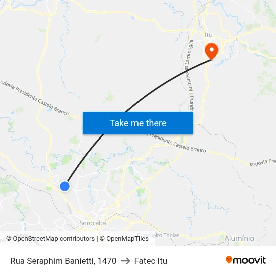 Rua Seraphim Banietti, 1470 to Fatec Itu map