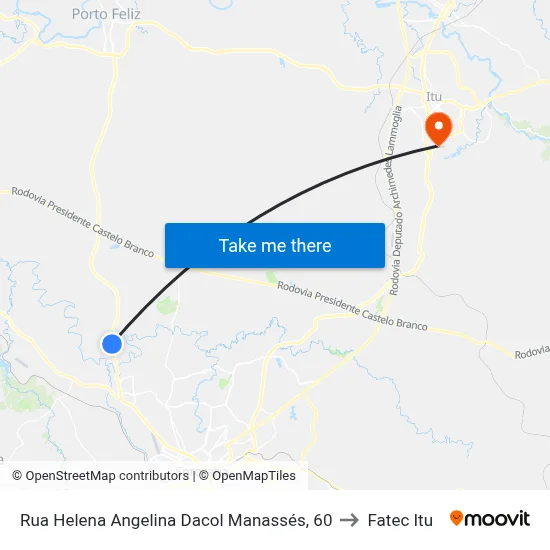Rua Helena Angelina Dacol Manassés, 60 to Fatec Itu map