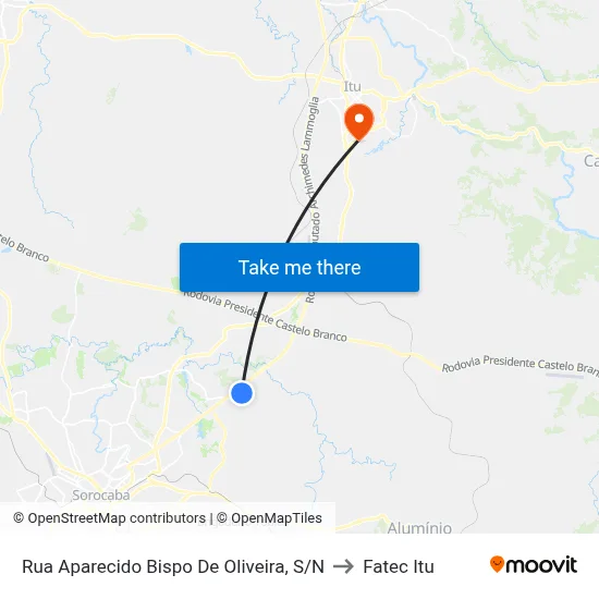 Rua Aparecido Bispo De Oliveira, S/N to Fatec Itu map