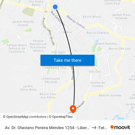 Av. Dr. Otaviano Pereira Mendes 1254 - Liberdade Itu - SP 13301-000 Brasil to Fatec Itu map