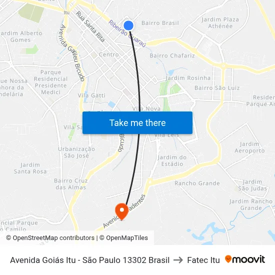 Avenida Goiás Itu - São Paulo 13302 Brasil to Fatec Itu map