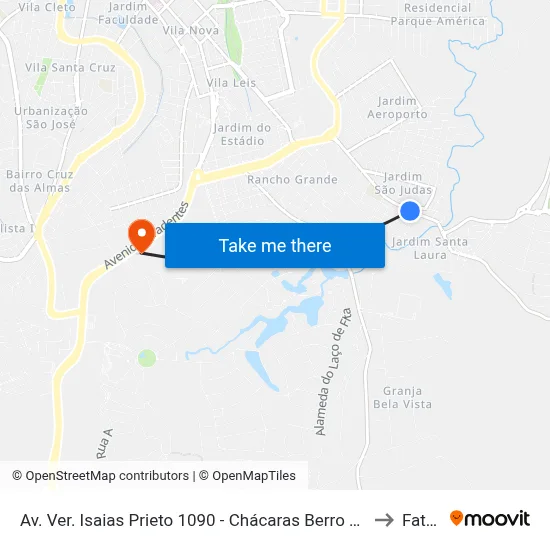 Av. Ver. Isaias Prieto 1090 - Chácaras Berro Dagua Itu - SP 13304-780 Brasil to Fatec Itu map