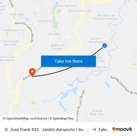 R. José Frank 433 - Jardim Aeroporto I Itu - SP 13304-680 Brasil to Fatec Itu map