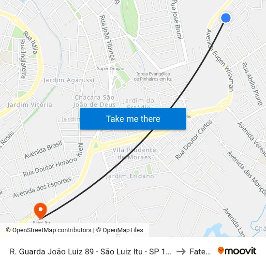 R. Guarda João Luiz 89 - São Luiz Itu - SP 13304-274 Brasil to Fatec Itu map