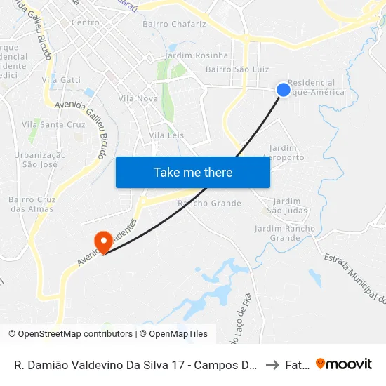 R. Damião Valdevino Da Silva 17 - Campos De Santo Antonio Itu - SP 13304-372 Brasil to Fatec Itu map