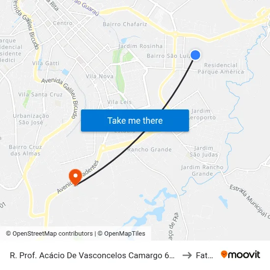 R. Prof. Acácio De Vasconcelos Camargo 601 - São Luiz Itu - SP Brasil to Fatec Itu map