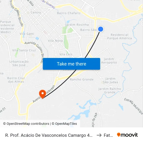 R. Prof. Acácio De Vasconcelos Camargo 496 - São Luiz Itu - SP Brasil to Fatec Itu map