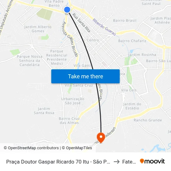 Praça Doutor Gaspar Ricardo 70 Itu - São Paulo 13301 Brasil to Fatec Itu map