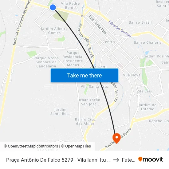 Praça Antônio De Falco 5279 - Vila Ianni Itu - SP 13313-101 Brasil to Fatec Itu map