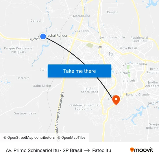 Av. Primo Schincariol Itu - SP Brasil to Fatec Itu map