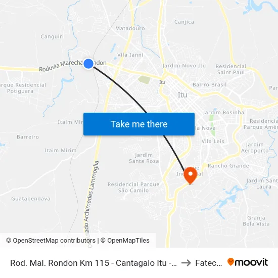 Rod. Mal. Rondon Km 115 - Cantagalo Itu - SP Brasil to Fatec Itu map