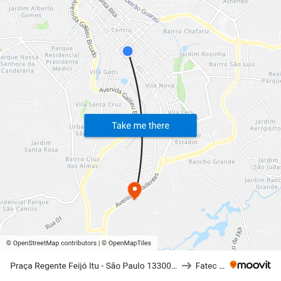 Praça Regente Feijó Itu - São Paulo 13300 Brasil to Fatec Itu map