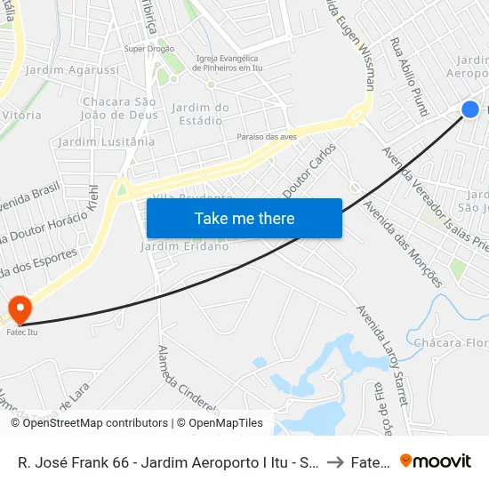 R. José Frank 66 - Jardim Aeroporto I Itu - SP 13304-680 Brasil to Fatec Itu map