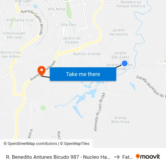 R. Benedito Antunes Bicudo 987 - Nucleo Hab. Sao Judas Itu - SP 13304-790 Brasil to Fatec Itu map