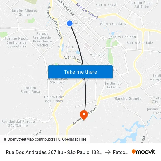 Rua Dos Andradas 367 Itu - São Paulo 13300 Brasil to Fatec Itu map