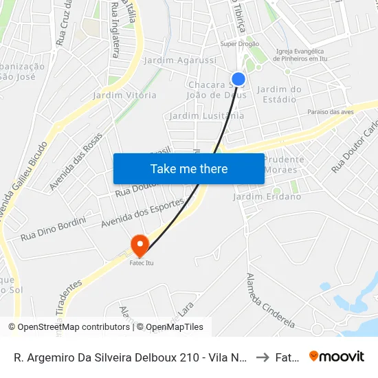 R. Argemiro Da Silveira Delboux 210 - Vila Nova Itu - SP 13309-330 Brasil to Fatec Itu map