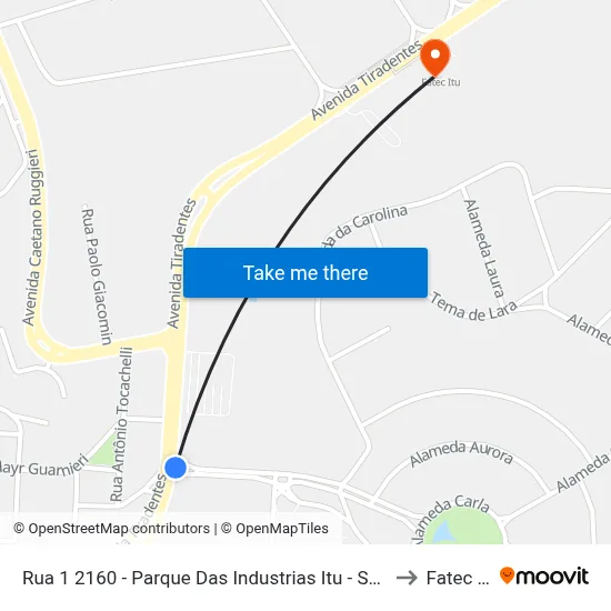 Rua 1 2160 - Parque Das Industrias Itu - SP Brasil to Fatec Itu map
