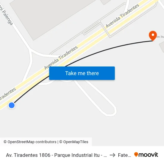 Av. Tiradentes 1806 - Parque Industrial Itu - SP 13309-640 Brasil to Fatec Itu map