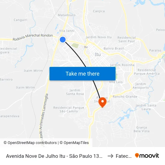Avenida Nove De Julho Itu - São Paulo 13311 Brasil to Fatec Itu map
