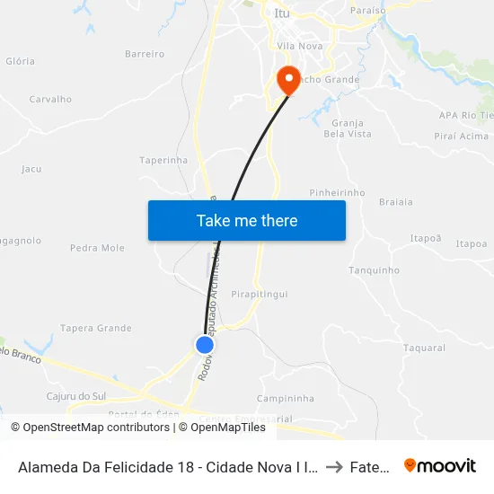 Alameda Da Felicidade 18 - Cidade Nova I Itu - SP Brasil to Fatec Itu map