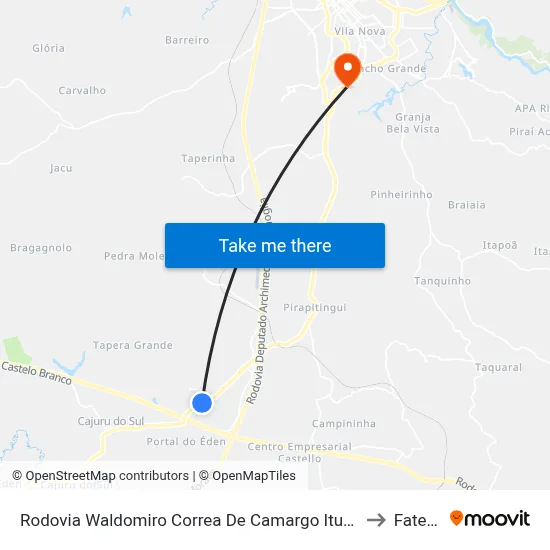 Rodovia Waldomiro Correa De Camargo Itu - São Paulo Brasil to Fatec Itu map