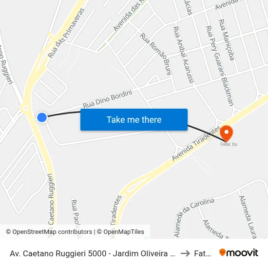 Av. Caetano Ruggieri 5000 - Jardim Oliveira Itu - SP 13309-710 Brasil to Fatec Itu map