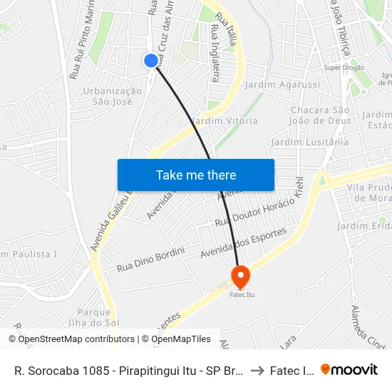 R. Sorocaba 1085 - Pirapitingui Itu - SP Brasil to Fatec Itu map