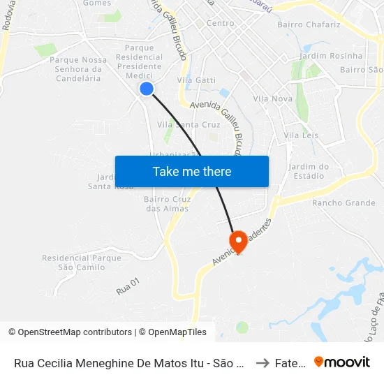 Rua Cecilia Meneghine De Matos Itu - São Paulo 13309 Brasil to Fatec Itu map