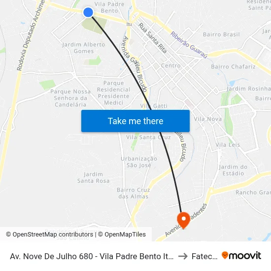 Av. Nove De Julho 680 - Vila Padre Bento Itu - SP Brasil to Fatec Itu map