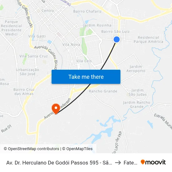 Av. Dr. Herculano De Godói Passos 595 - São Luiz Itu - SP Brasil to Fatec Itu map