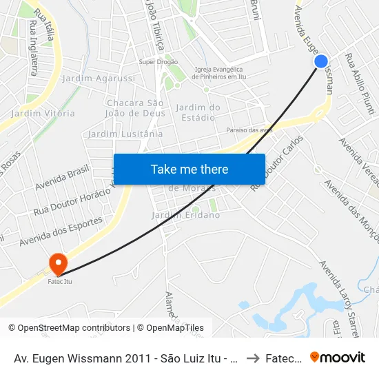 Av. Eugen Wissmann 2011 - São Luiz Itu - SP Brasil to Fatec Itu map