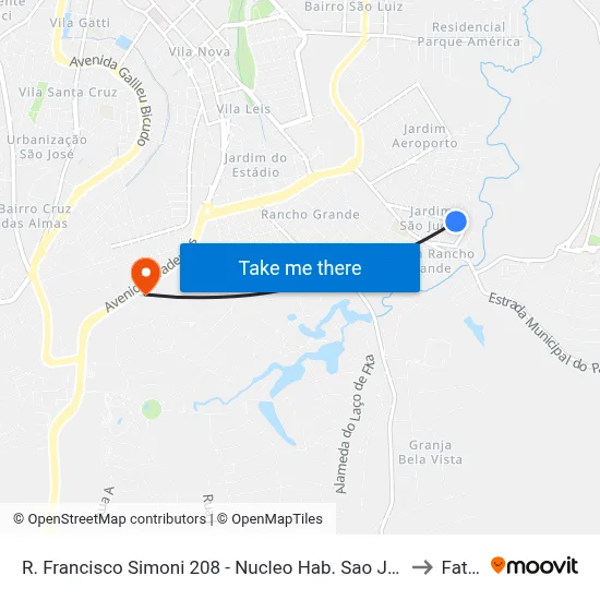 R. Francisco Simoni 208 - Nucleo Hab. Sao Judas Tadeu Itu - SP 13304-760 Brasil to Fatec Itu map