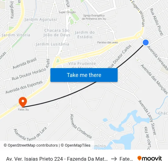 Av. Ver. Isaias Prieto 224 - Fazenda Da Mata Itu - SP Brasil to Fatec Itu map