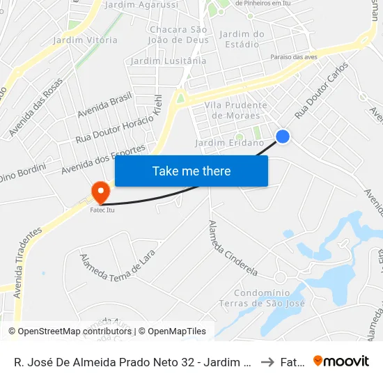 R. José De Almeida Prado Neto 32 - Jardim Eridano Itu - SP 13306-172 Brasil to Fatec Itu map