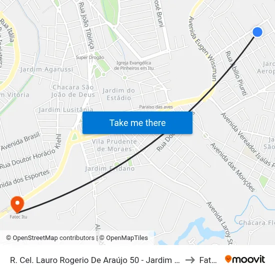 R. Cel. Lauro Rogerio De Araújo 50 - Jardim Aeroporto I Itu - SP Brasil to Fatec Itu map